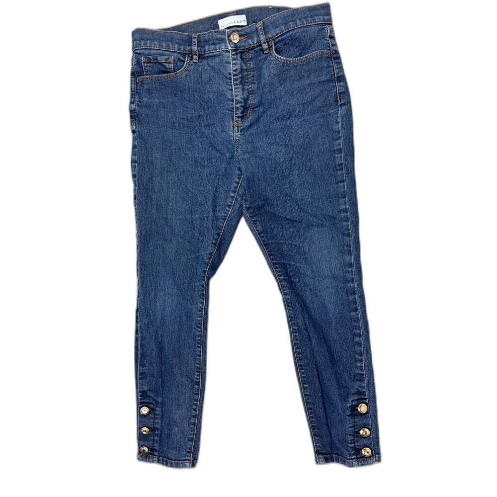 Loft Size 28 6 Womens Crop Jeans High Waist Skinny Mid Rise Med Wash Stretch